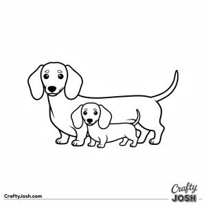 Dachshund adult and puppy together