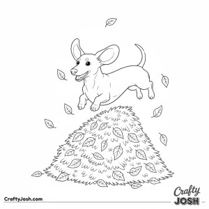 Dachshund autumn leaf jump