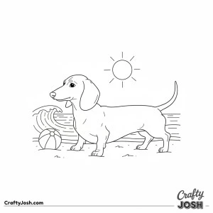 Dachshund beach summer scene