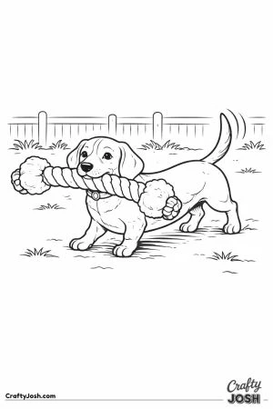Dachshund carrying long toy