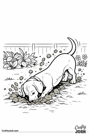 Dachshund digging garden bed