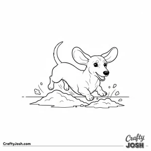 Dachshund digging in dirt