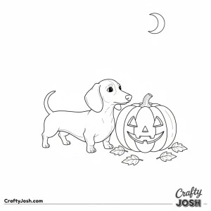 Dachshund halloween pumpkin scene