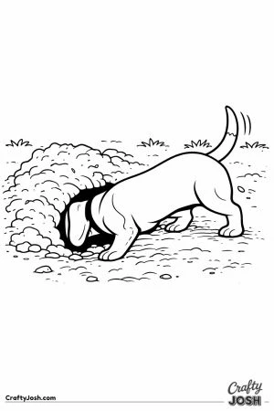 Dachshund in burrow tunnel