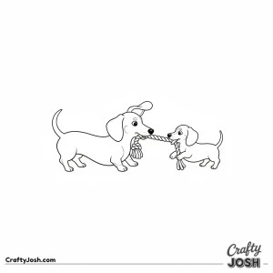 Dachshund tug of war play