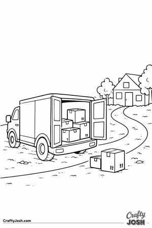 Delivery truck dropping packages