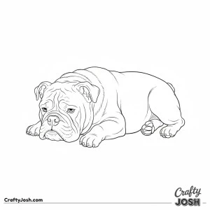 Detailed resting bulldog portrait