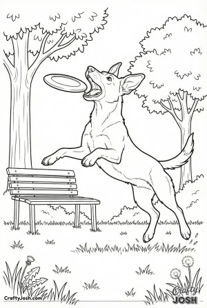 Dog catching frisbee park