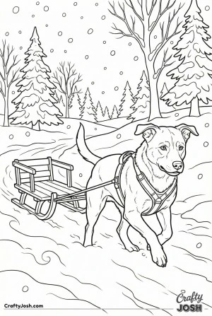 Dog pulling winter sled