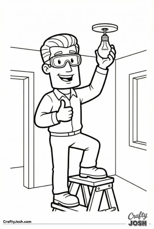 Electrician changing bulb