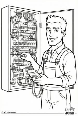 Electrician checking breaker
