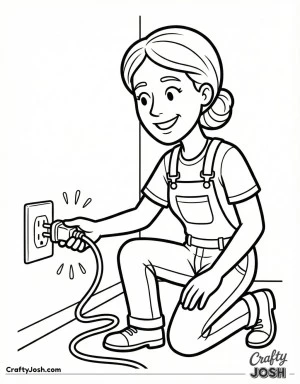 Electrician plugging cord
