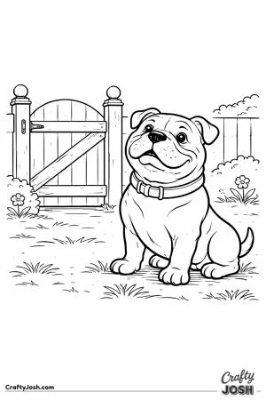 English bulldog guarding gate