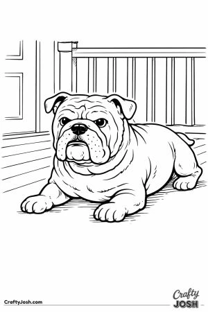 English bulldog on porch