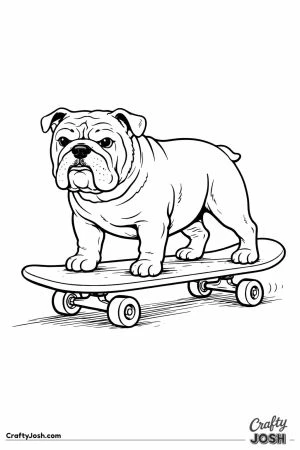 English bulldog skateboarding fun