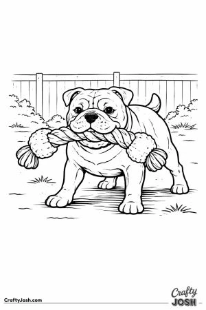 English bulldog with rope toy