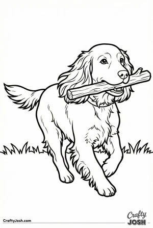 English cocker spaniel fetching stick