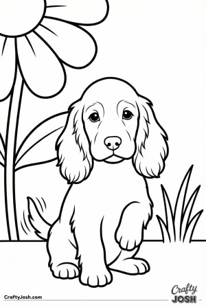 English cocker spaniel garden puppy