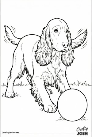 English cocker spaniel playing ball