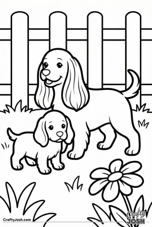 English cocker spaniel puppy and adult