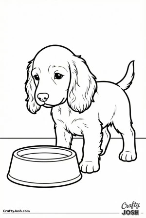 English cocker spaniel puppy water bowl