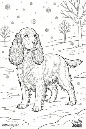 English cocker spaniel snowy field