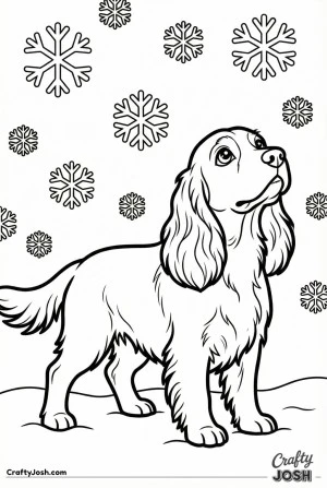 English cocker spaniel winter scene
