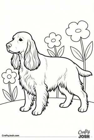 English cocker spaniel with flowers