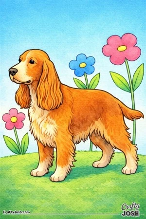 English cocker spaniel with flowers