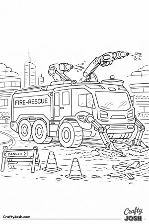 Futuristic fire rescue truck