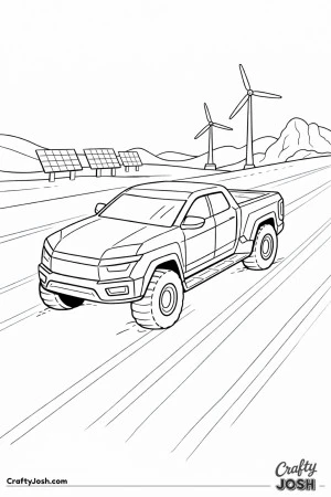 Futuristic pickup on road