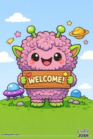A cute fuzzy alien with curly fur
