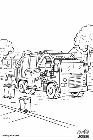 Garbage truck collecting bins