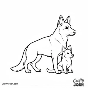 German shepherd adult and puppy