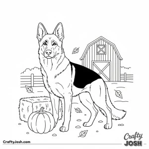 German shepherd autumn farm scene