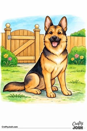 German shepherd garden