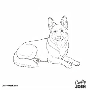 German shepherd resting side pose