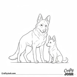 German shepherd training with puppy