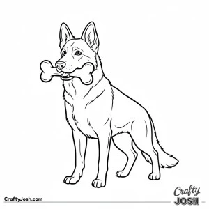 German shepherd with large bone