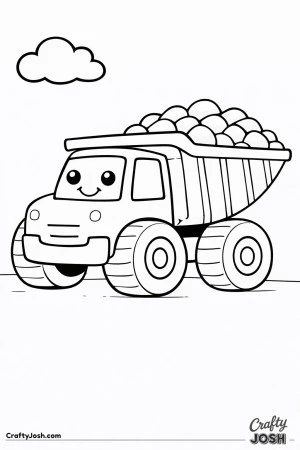 This giant rock hauler features a huge open back filled with large rounded rocks and very big wheels designed for toddlers ages 2–4