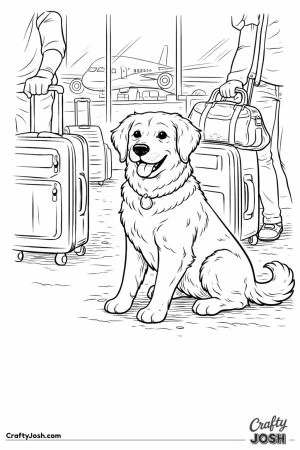 Golden retriever airport support dog