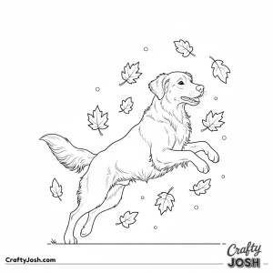 Golden retriever autumn leaves