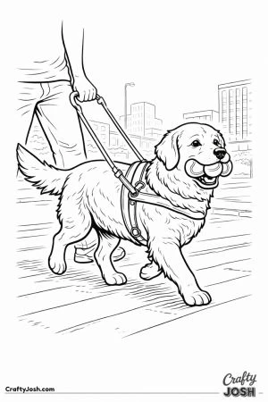 Golden retriever guide dog crosswalk