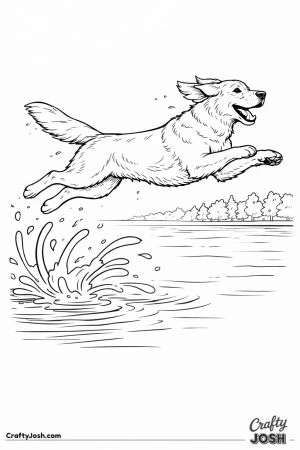 Golden retriever lake cannonball