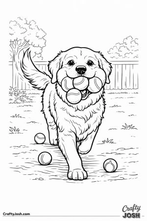 Golden retriever many tennis balls