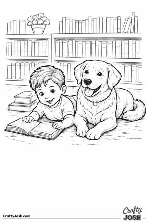 Golden retriever reading buddy