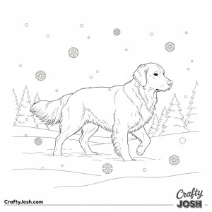 Golden retriever winter snow