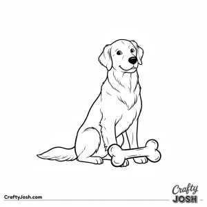 Golden retriever with big bone