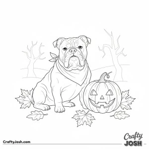 Halloween bulldog with pumpkin