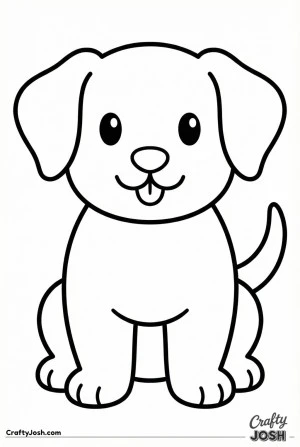 Happy sitting puppy front view